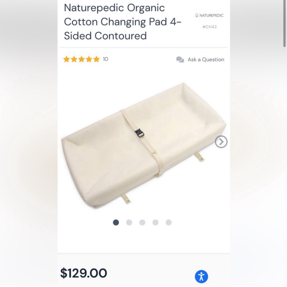 Naturepedic Organic Cotton 4-Sided Contoured Baby Diaper Changing Pad